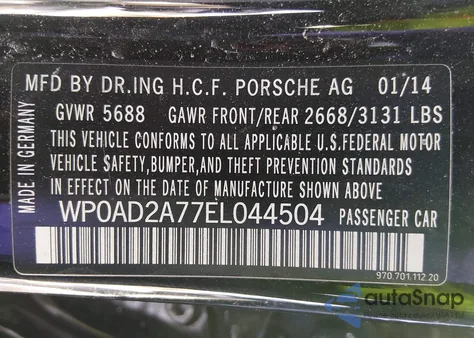 2014 Porsche Panamera E-Hybrid S из США, поврежденный, VIN WP0AD2A77EL044504